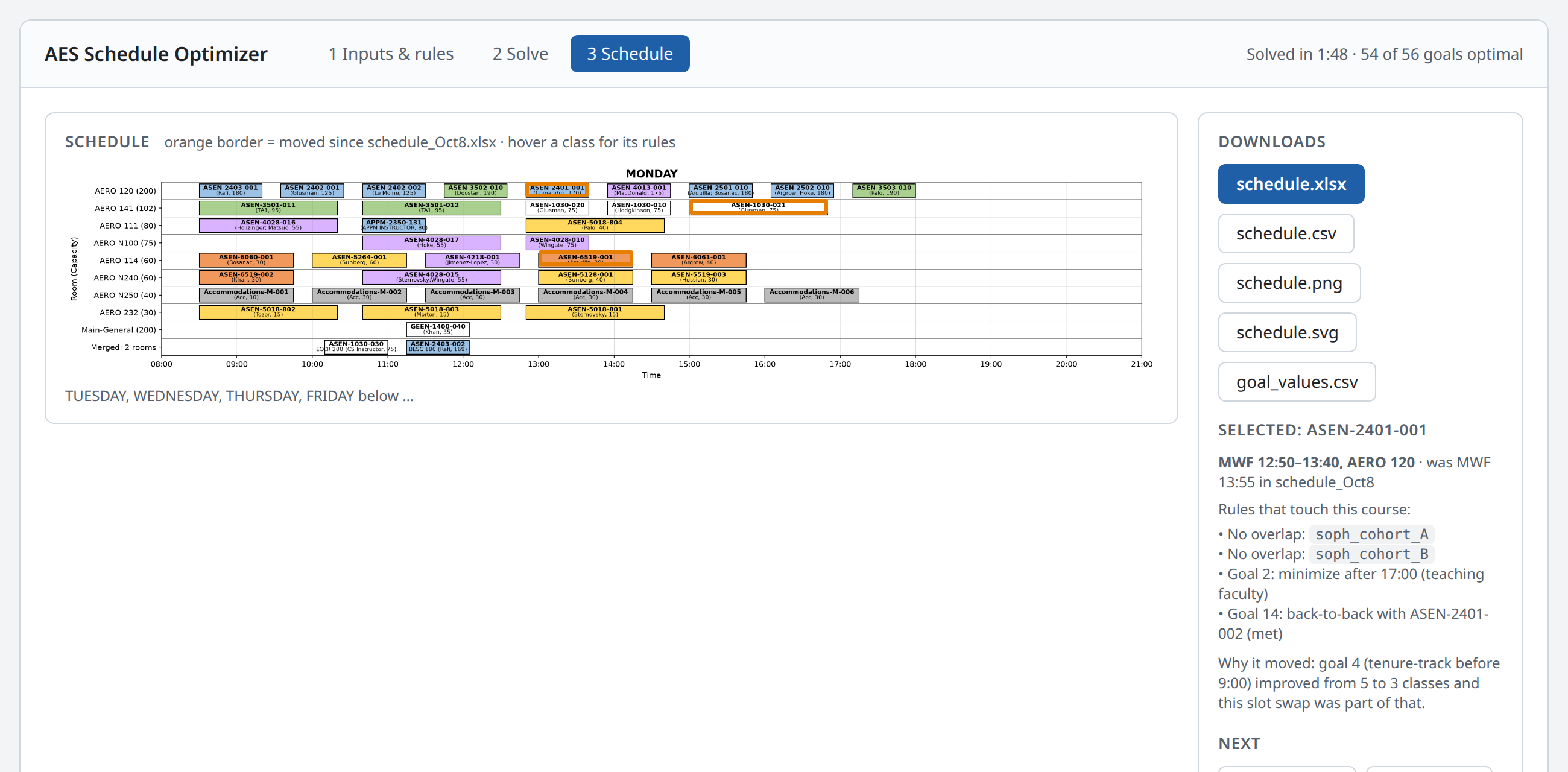 Schedule view